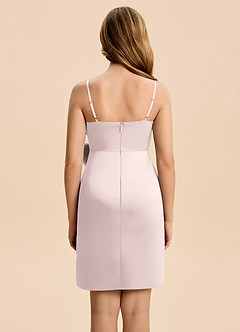 Azazie Nellie Junior Blushing Pink A-Line Bow Matte Satin Dress image2