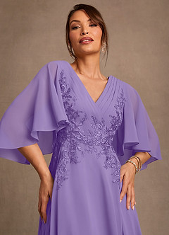 Azazie Tilda Mother of the Bride Dresses Tahiti A-Line Lace Chiffon Dress image5