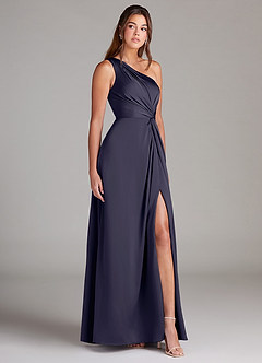 Azazie Brooke Jurken voor bruidsmeisjes Jurk van Stretch Satijn met A-Lijn One-Shoulder Stormachtig image4