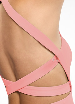 Azazie Clarice Abiti da Damigella Abito A-Line in Chiffon con Scollo Halter Corallo image7