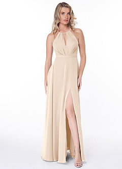 Azazie Evalleen Bridesmaid Dresses White Alabaster A-Line Pleated Chiffon Dress image2