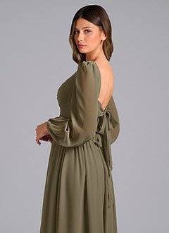 Azazie Teri Bridesmaid Dresses Willow Green A-Line Long Sleeve Chiffon Dress image6