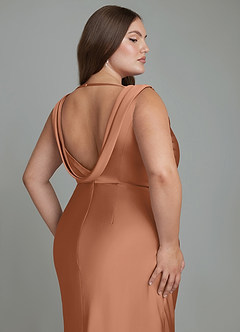 Azazie Kieryn Bridesmaid Dresses Bronzer Mermaid Pleated Stretch Satin Dress image12