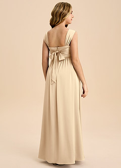 Azazie Hattie Junior Abito A-Line in Raso Elasticizzato Plissettato Champagne image7