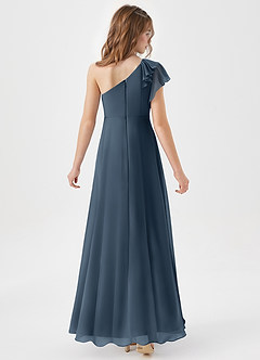 Azazie Arabella Junior Linia A Marszczony Szyfon Długość podłogi Młodsza druhna Sukienka image6