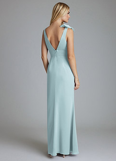 Azazie Taro Bridesmaid Dresses Mist Sheath Bow Chiffon Dress image2
