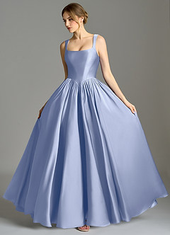 Azazie Verina Abiti da Damigella Abito A-Line in Raso Elasticizzato Plissettato Ghiaccio image4