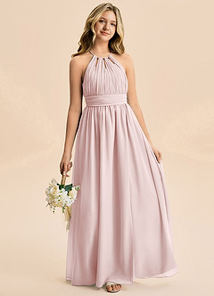 Azazie Noelle Junior Blushing Pink A-Line Pleated Chiffon Dress image1
