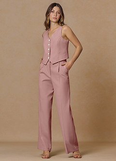 front Rowan Dusty Rose Refined Weave Performance 2-Piece Suit