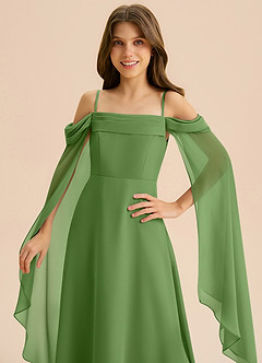 Azazie Moana Junior A-Linie Plissee Chiffon Kleid Basilikum image7