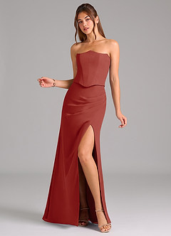Azazie Jenine Bridesmaid Dresses Terracotta Mermaid Strapless Chiffon Dress image3