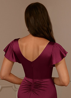Azazie Roya Kleider für die Brautmutter Meerjungfrau-Linie Plissee mit V-Ausschnitt Stretch-Satin Kleid Burgunderrot image6