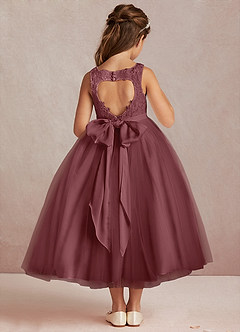 Azazie Calla Flower Girl Dresses Desert Rose Ball-Gown Lace Tulle Dress image3