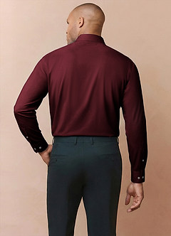 front Noah Burgund Performance Stretch Dress Shirt