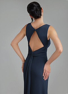 Azazie Ariel Bridesmaid Dresses Dark Navy Mermaid Square Neckline Premium Stretch Jersey Dress image9
