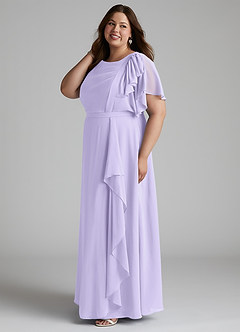 Azazie Aaliyah Modest Bridesmaid Dresses A-Line Scoop Pleated Chiffon Floor-Length Dress image7