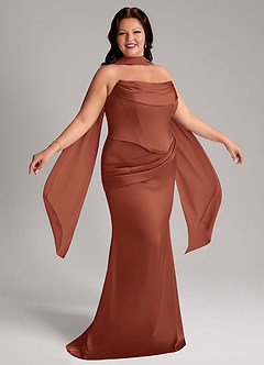 Azazie Sorrel Bridesmaid Dresses Auburn Mermaid Strapless Stretch Satin Convertible Dress image12