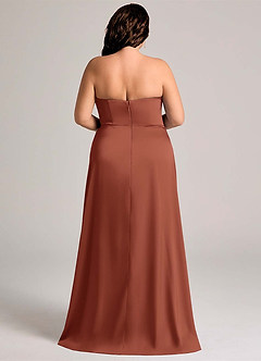 Azazie Wren Bridesmaid Dresses Auburn A-Line Strapless Stretch Satin Convertible Dress image9