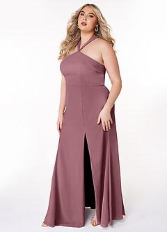Azazie Rue Abiti da Damigella Abito A-Line in Chiffon con Scollo Halter Ametista image9
