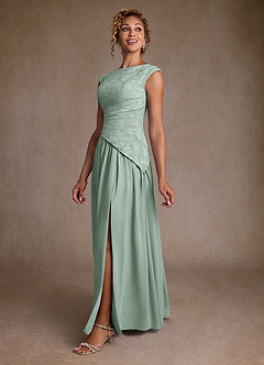 Azazie Kalleen Mother of the Bride Dresses Agave A-Line Pleated Chiffon Dress image4