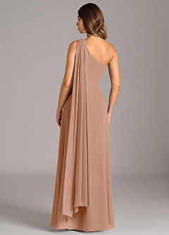 Azazie Tella Jurken voor bruidsmeisjes Jurk van Chiffon met A-Lijn One-Shoulder Champagne Roos image6