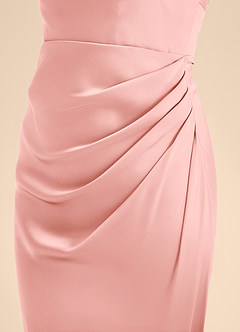 Azazie Renna Junior Robe Sirène en Satin extensible Plissée Rose Poudré image7