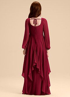 Azazie Clara Junior Abito A-Line in Chiffon Blusa Borgogna image2