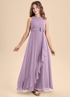 Azazie Lilenne Junior Abito A-Line in Chiffon Fiocco Glicine image1