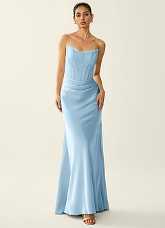 Fiammetta Sky Blue Lace Corset Stretch Satin Mermaid Prom Dress image5