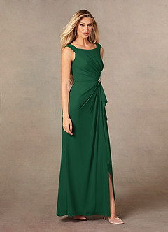 Azazie Yarrow Kleider für die Brautmutter A-Linie Plissee Chiffon Kleid Dunkelgrün image6