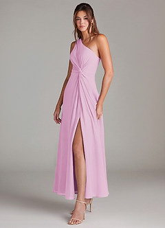 Azazie Brooke Jurken voor bruidsmeisjes Jurk van Chiffon met A-Lijn One-Shoulder Snoep Roze image3