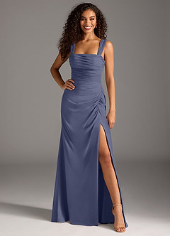 Azazie Jesaphine Bridesmaid Dresses Stormy Sheath Bow Chiffon Dress image4