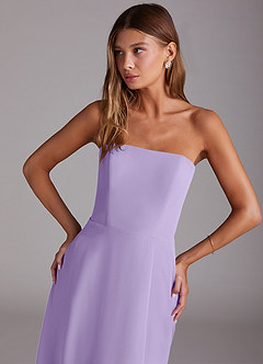 Azazie Wren Bridesmaid Dresses Lilac A-Line Side Slit Chiffon Convertible Dress image2