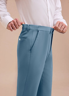 front Ethan Light Blue Refined Weave Dress Pants