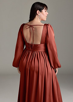 Azazie Norah Robes de demoiselle d'honneur Robe Trapèze en Satin extensible Terracotta image13