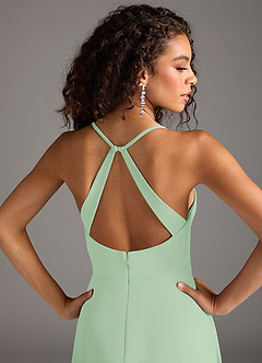 Azazie Davis Bridesmaid Dresses Dusty Sage A-Line Pleated Stretch Crepe Dress image3