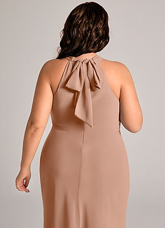 Azazie Doretta Bridesmaid Dresses Champagne Rose Mermaid Pleated Chiffon Dress image12