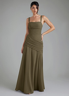 Azazie Toya Bridesmaid Dresses Willow Green A-Line Corset Chiffon Dress image1