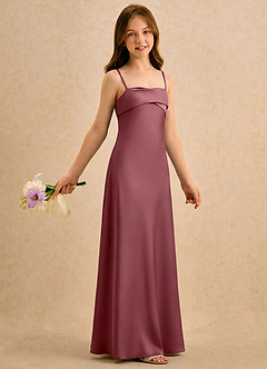 Azazie Mirabella Girls Formal Flower Girl Klänningar Klänning Tubklänning i Stretch Satin Hjärtformad urringning image4