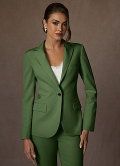 front Kennedy Olive Structured Stretch Pants Suit