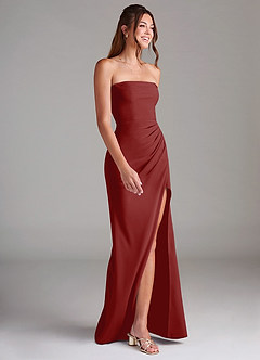 Azazie Leonis Bridesmaid Dresses Terracotta Sheath Strapless Stretch Crepe Convertible Dress image6