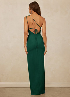 Christian Siriano Bridal for Azazie 1003 Bridesmaid Dresses Emerald Sheath One Shoulder Chiffon Dress image2