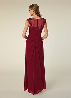 Azazie Libby At-home Try On Dresses Burgundy A-Line Scoop Sequins Chiffon Dress image2
