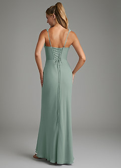Azazie Asa Bridesmaid Dresses Silver Sage Sheath Corset Chiffon Dress image2