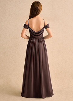 Azazie Shia Girls Formal Flower Girl Dresses Ganache A-Line Off the Shoulder Chiffon Dress image1