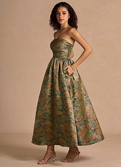 Vestido Verde Azulado Vintage Largo Ziva image4