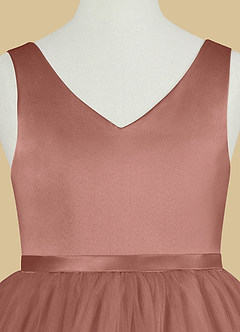Azazie Marybell Flower Girl Dresses Cedar Rose A-Line Bow Tulle Dress image8