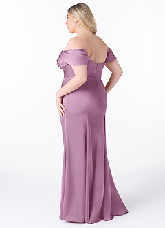 Azazie Amyra Robes de demoiselle d'honneur Robe Fourreau Convertible en Satin extensible Épaule décolletée Glycine image13
