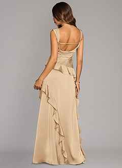 Azazie Sloane Bridesmaid Dresses Champagne A-Line Sweetheart Neckline Stretch Satin Dress image2