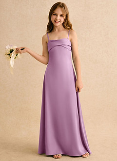 Azazie Mirabella Girls Formal Flower Girl Klänningar Klänning Tubklänning i Stretch Satin Hjärtformad urringning image3